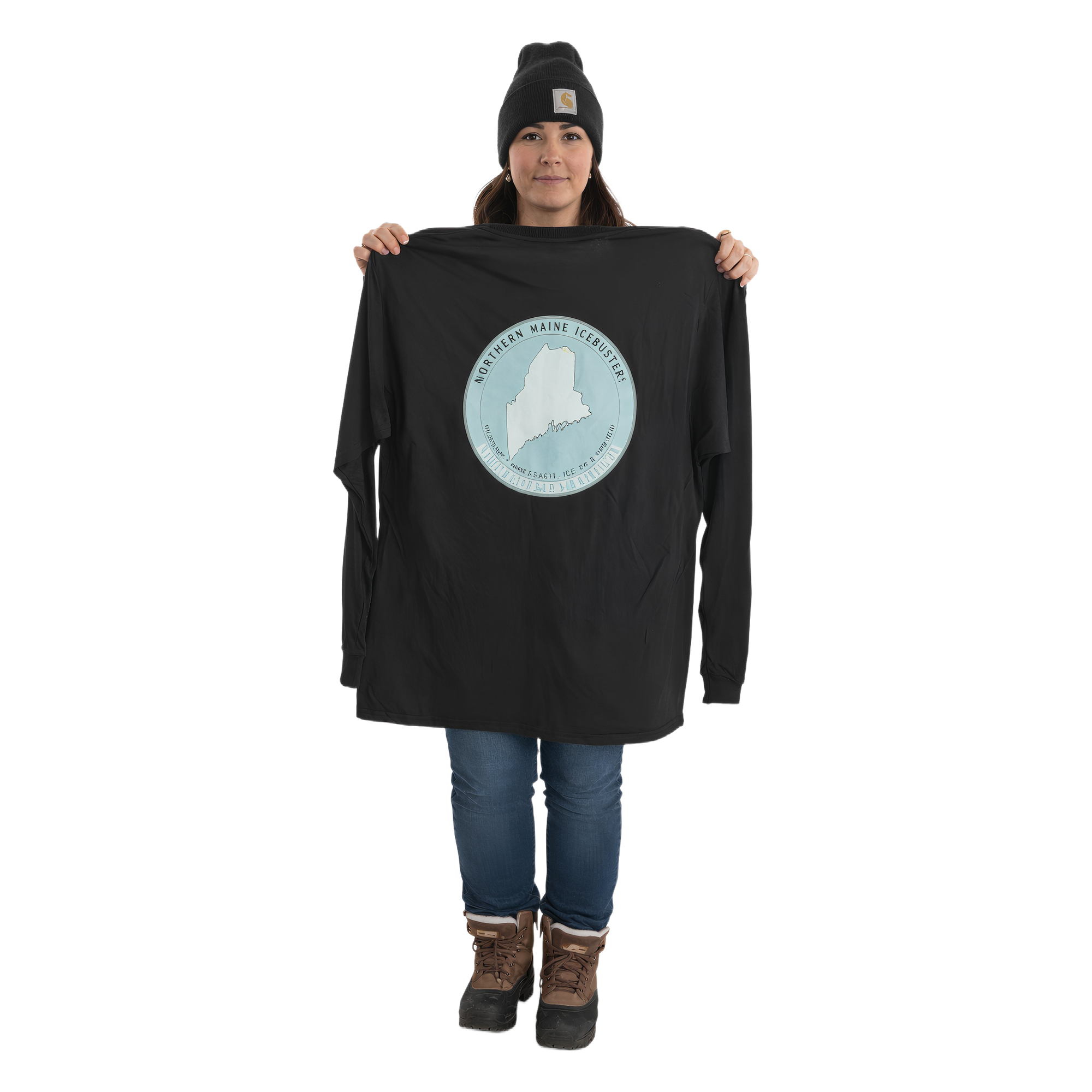 Northern Maine Ice Busters Black Long Sleeve T-Shirt – Gildan (X-Large)